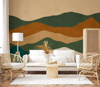 Abstract Earthy Mountain Range Layers Wall Mural