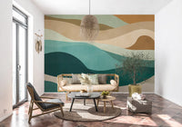 Abstract Earthy Wave Horizon Wall Mural