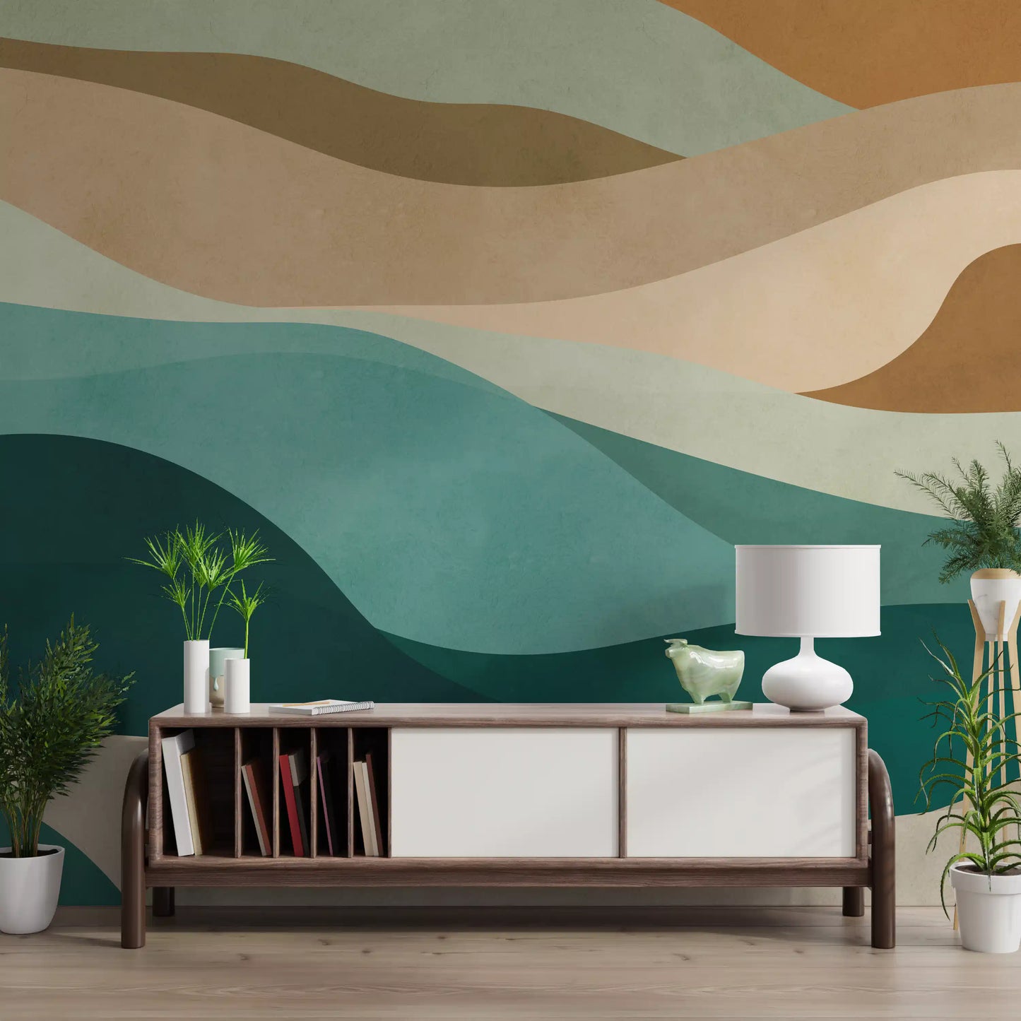 Abstract Earthy Wave Horizon Wall Mural