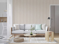Subtle Creamy Beige Linear Motif Wallpaper⁠