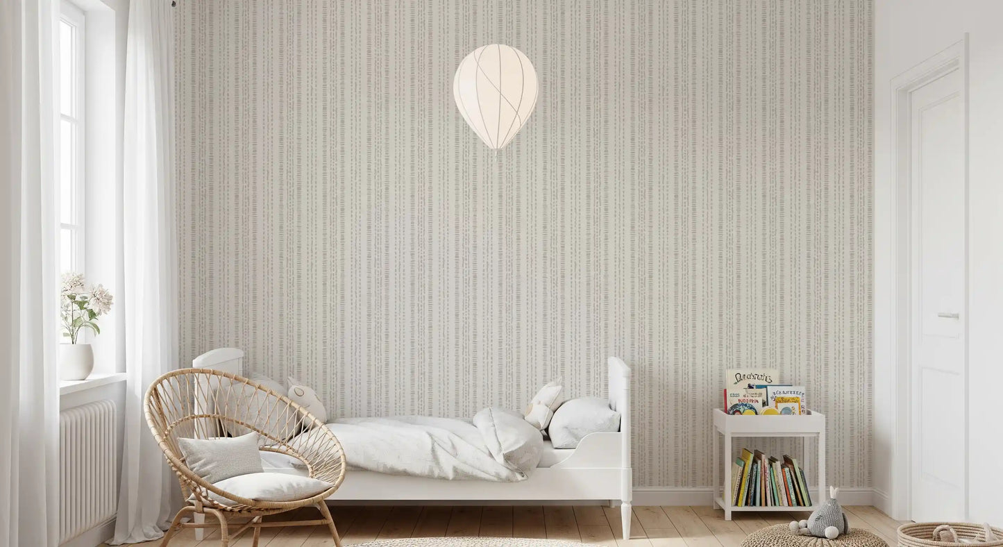 Stitched Neutral Stripe Pattern Wallpaper⁠
