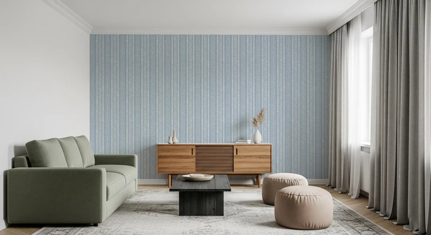 Cream and Indigo Linear Pattern Wallpaper⁠