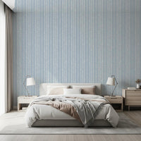 Cream and Indigo Linear Pattern Wallpaper⁠