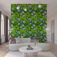 Zen Lotus Pond with Dragonflies in white and green Wallpaper⁠