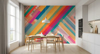 Abstração vibrante de listras diagonais Wall Mural