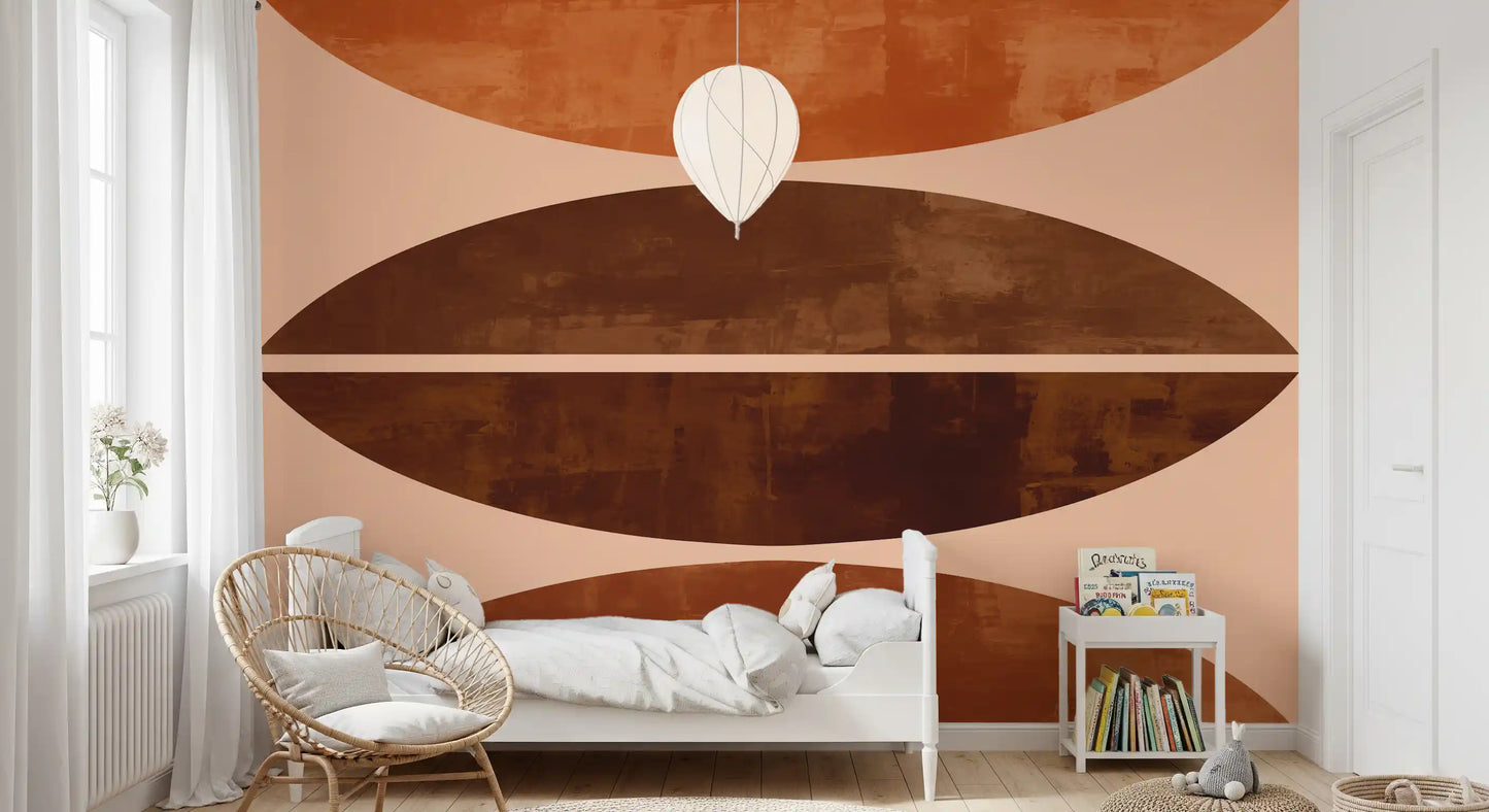 Curvas em tom siena queimada, estilo meados do século XX Wall Mural