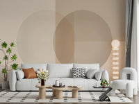 Círculos minimalistas em tons suaves de bege Wall Mural