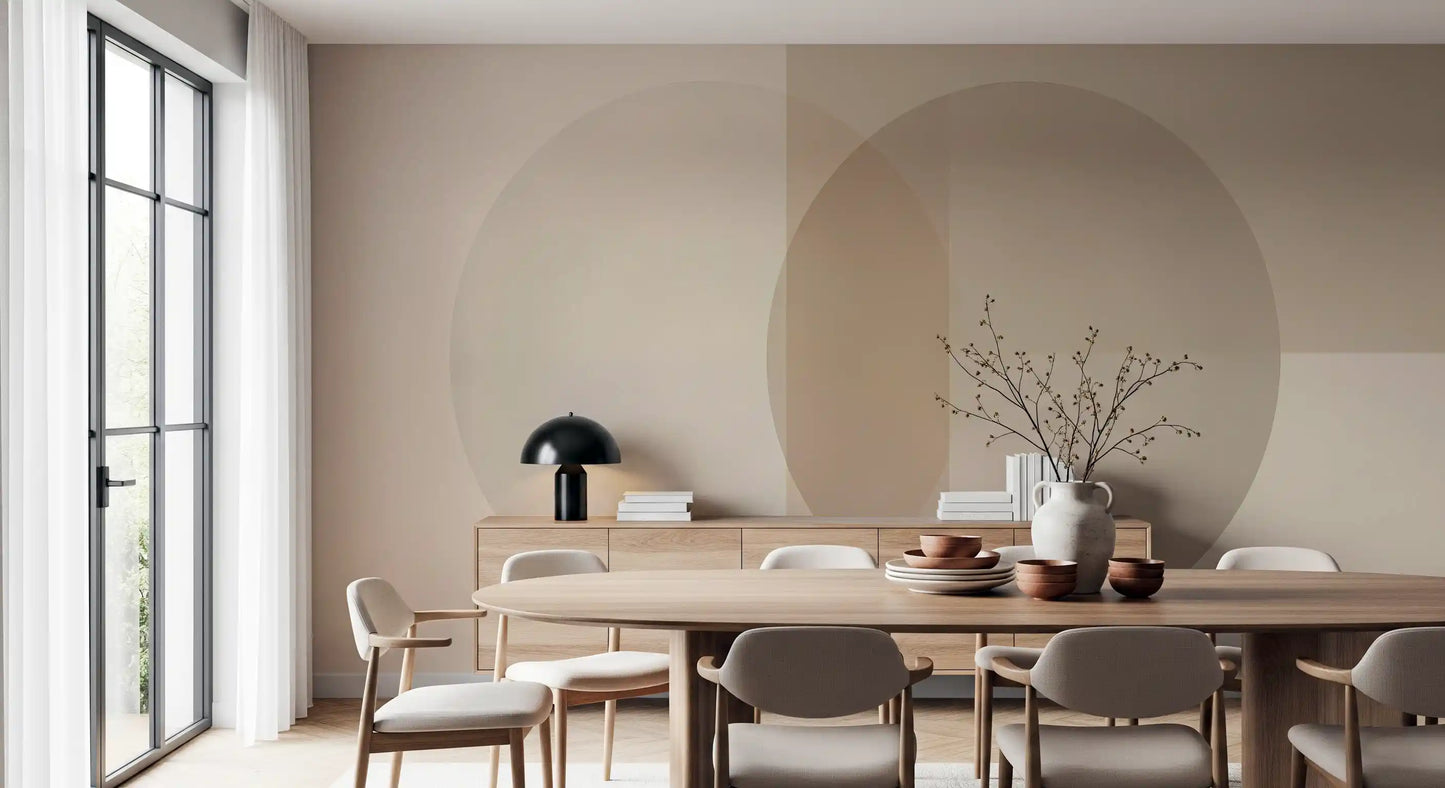 Círculos minimalistas em tons suaves de bege Wall Mural