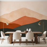Minimalist Terracotta Mountain Horizon Wall Mural