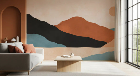 Minimalist Desert Mountain Vista Wall Mural