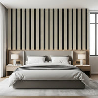 Listras verticais minimalistas em preto e bege Wall Mural