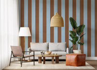Sky Blue and Earthy Brown Stripes Wall Mural