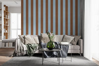 Sky Blue and Earthy Brown Stripes Wall Mural