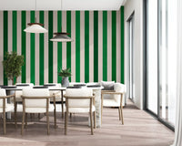 Emerald and Cream Vertical Stripes Wall Mural