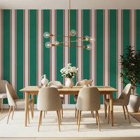 Classic Emerald Stripe Pattern Wall Mural