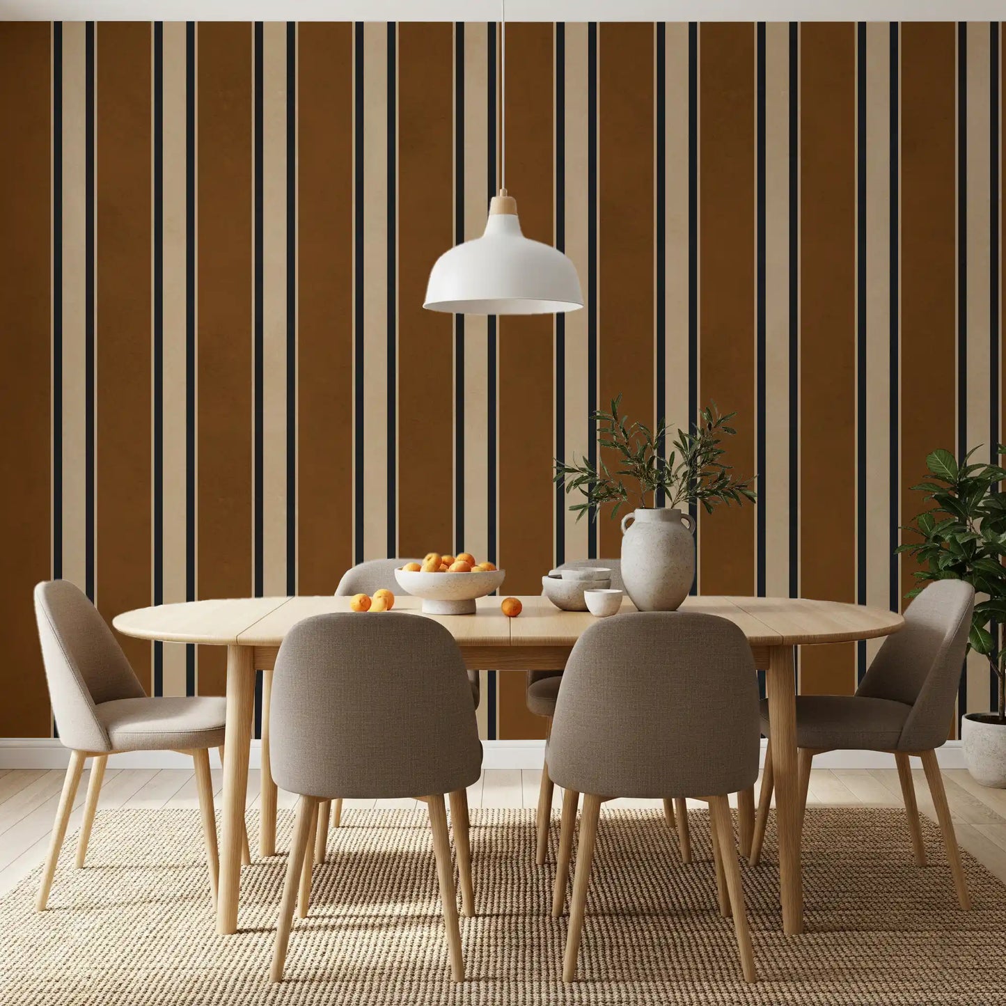 Classic Earth Tone Vertical Stripe Wall Mural