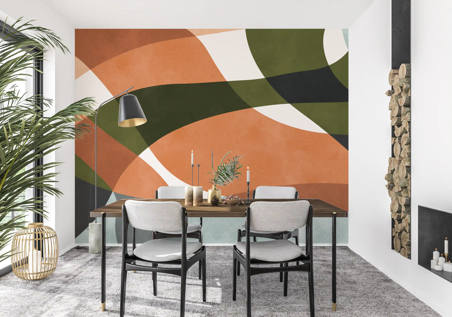 Curvas orgânicas abstratas em tons terrosos. Wall Mural