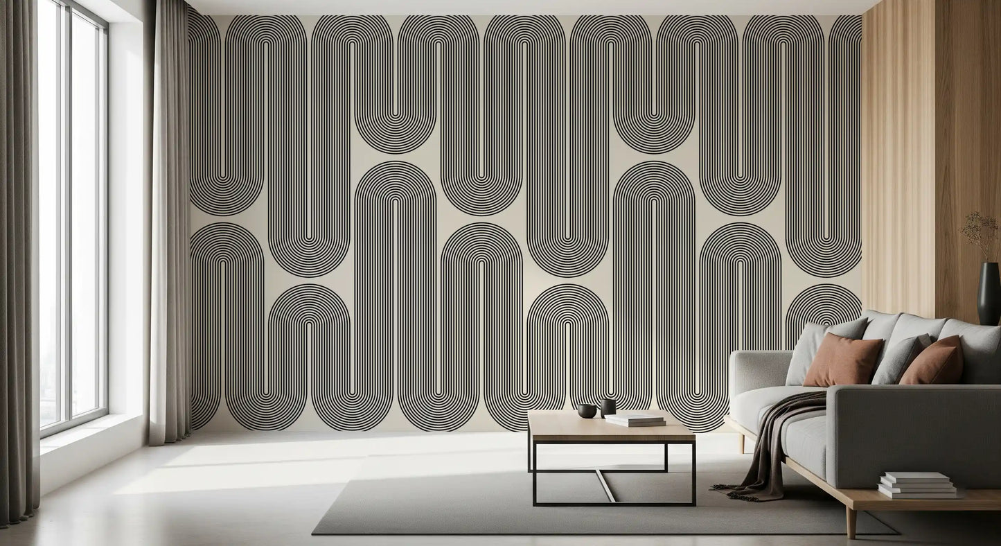 Ondas geométricas monocromáticas Wall Mural