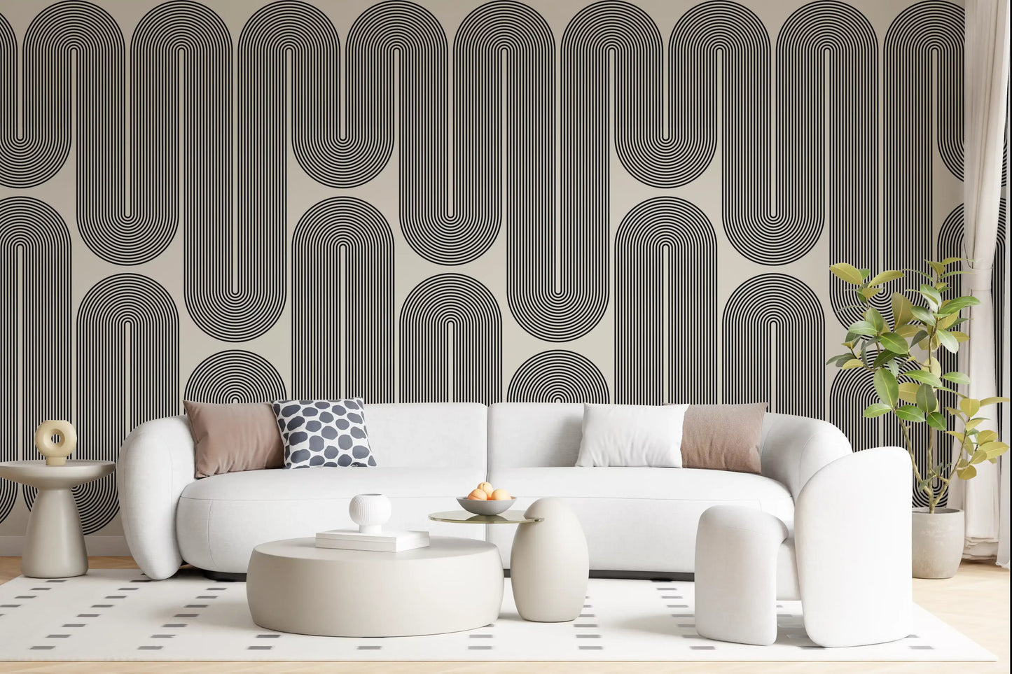 Ondas geométricas monocromáticas Wall Mural