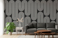 Arcos de onda minimalistas em monocromático Wall Mural