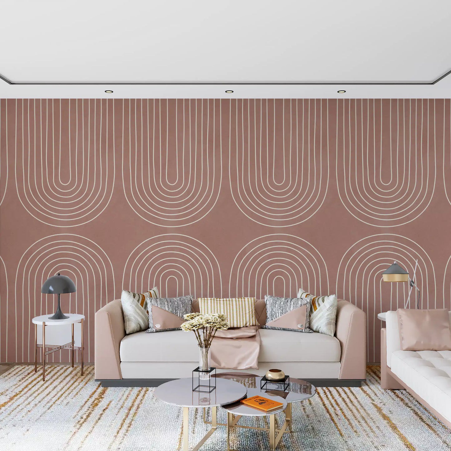 Motivo de linha arqueada em terracota Wall Mural