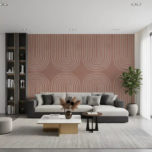 Motivo de linha arqueada em terracota Wall Mural
