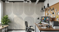 Padrão minimalista de arte linear em arco Wall Mural