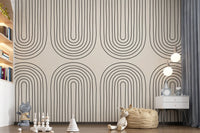 Padrão minimalista de arte linear em arco Wall Mural
