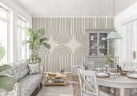 Padrão minimalista de arte linear em arco Wall Mural