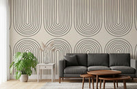 Padrão minimalista de arte linear em arco Wall Mural