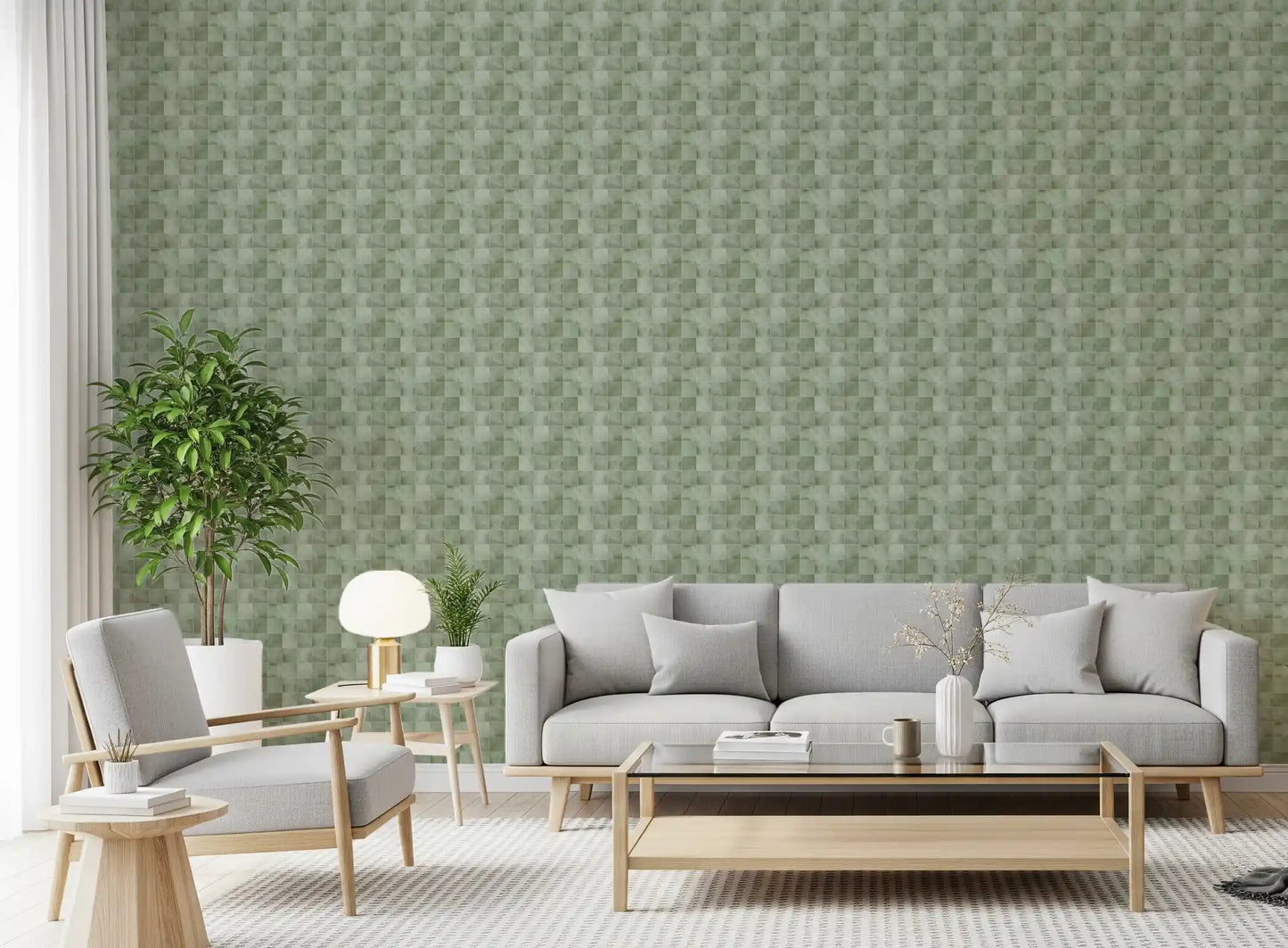 Zellige Style Tiles -  Celadon Wallpaper⁠