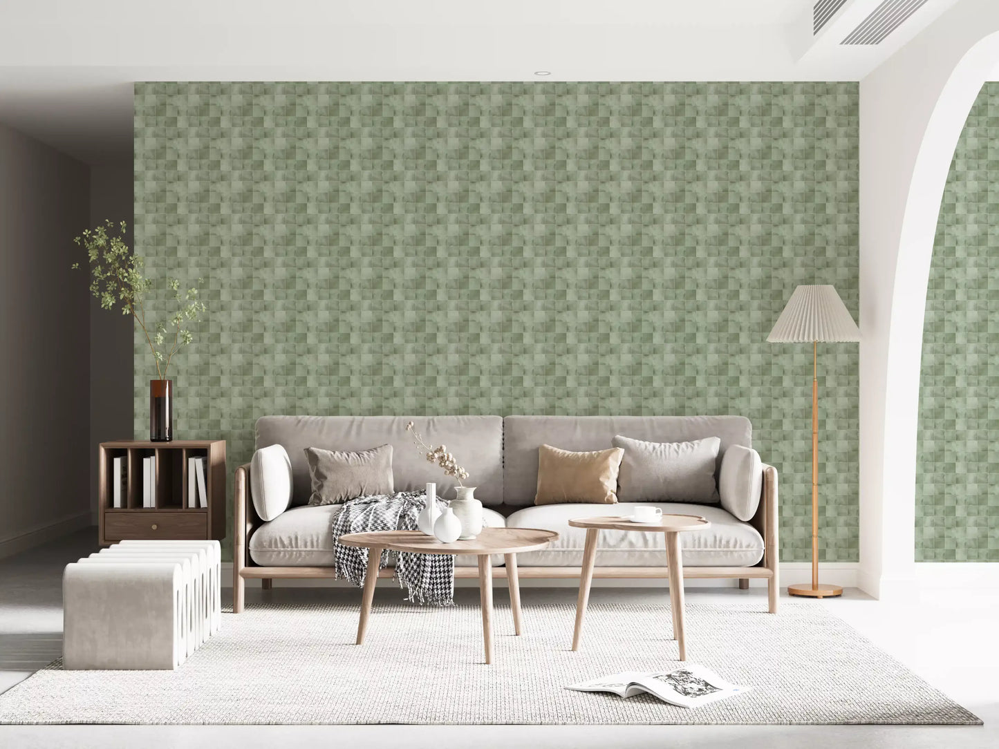 Zellige Style Tiles -  Celadon Wallpaper⁠