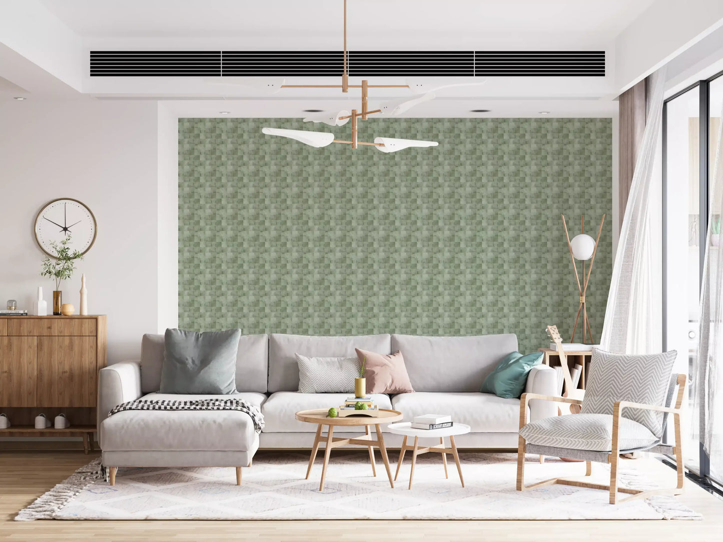 Zellige Style Tiles -  Celadon Wallpaper⁠