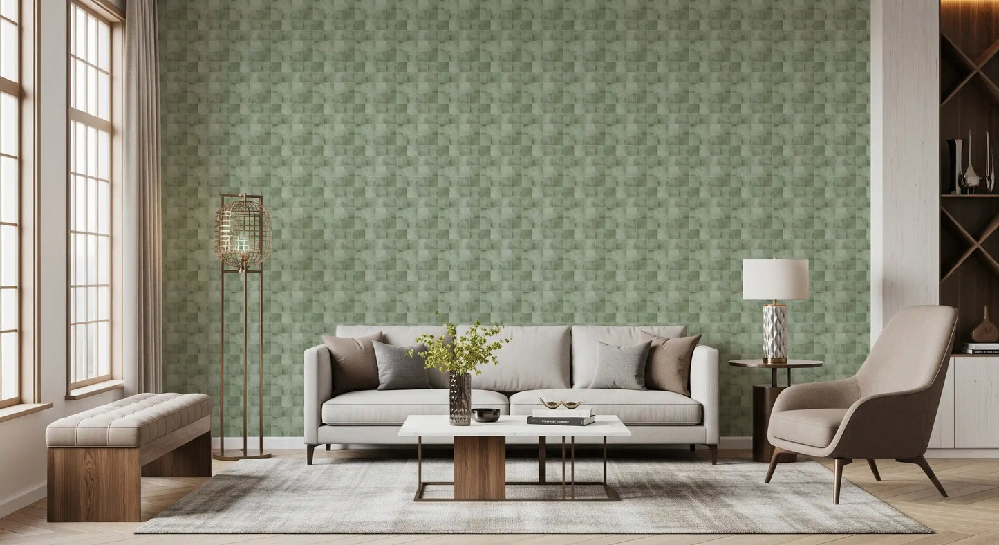 Zellige Style Tiles -  Celadon Wallpaper⁠