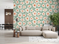 Retro Daisy Meadow Wall Mural