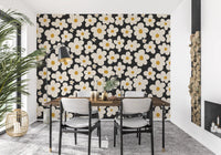 Retro Floral Bloom Pattern Wall Mural