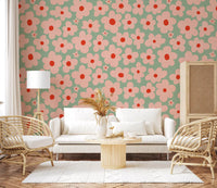 Retro Daisy Meadow Wall Mural