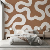 Creamy Swirls on Terracotta Wall Mural