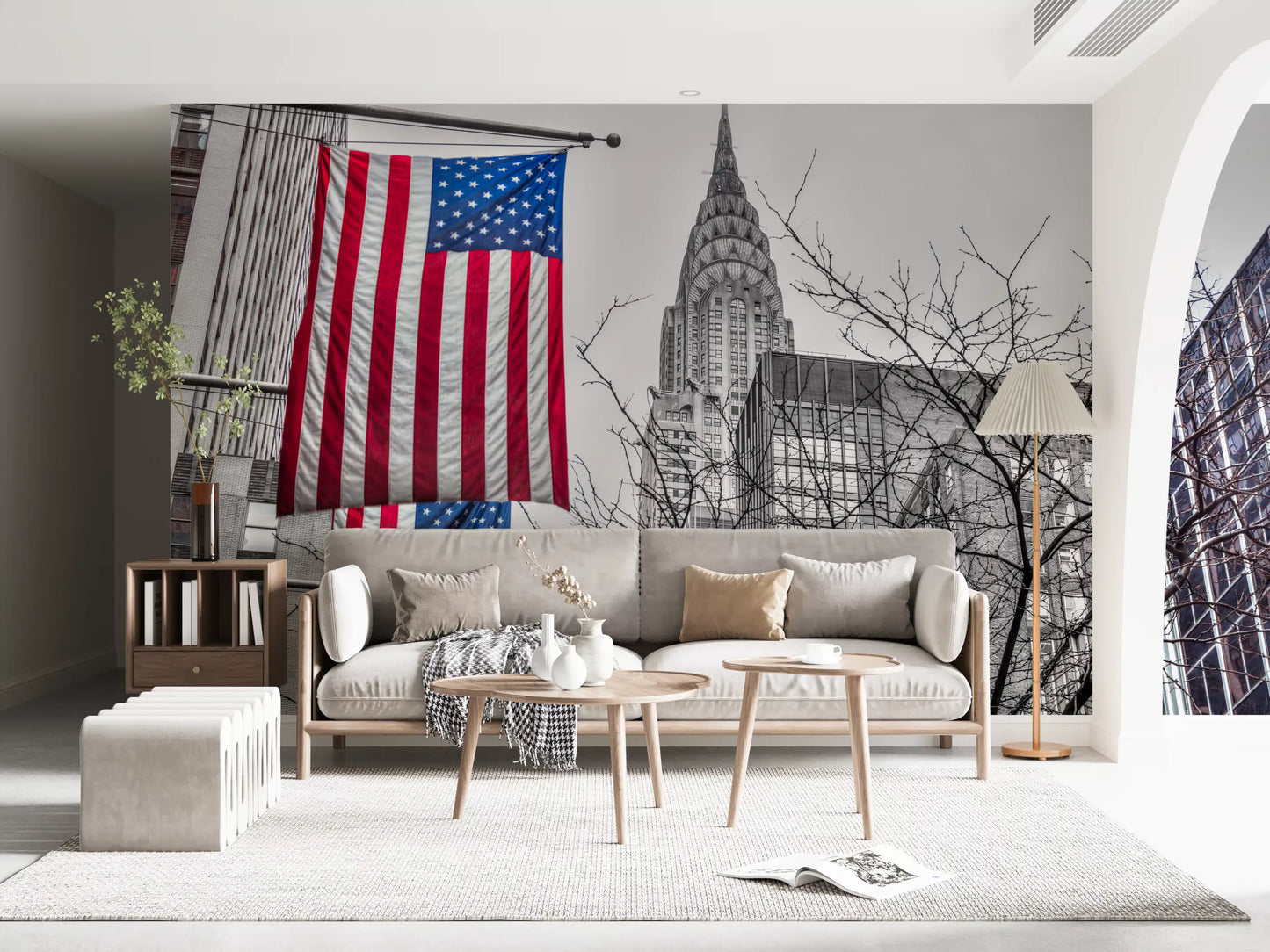 Patriotic Manhattan Cityscape Landmark Wall Mural