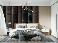 Vintage Library Book Spine Collection Wall Mural