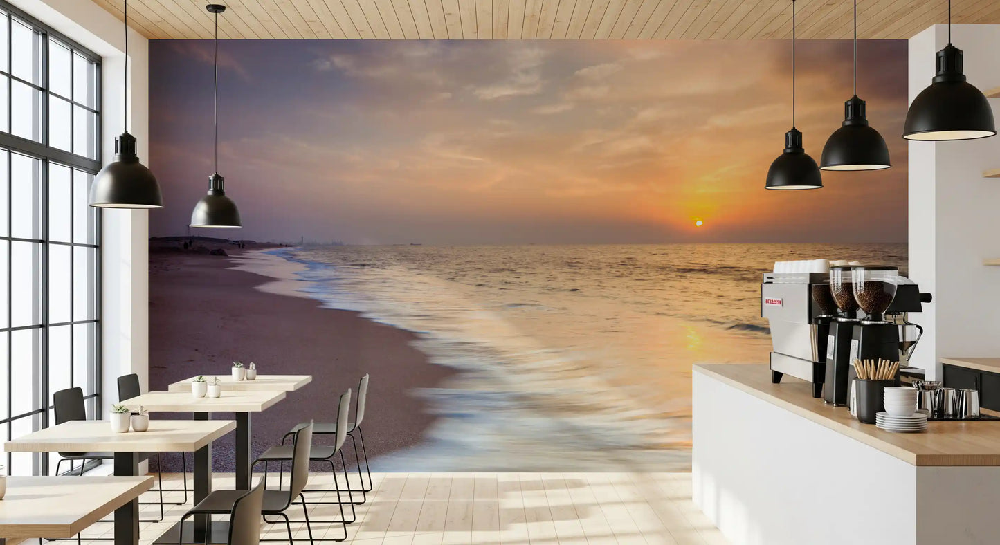 Golden Hour Coastal Horizon Wall Mural