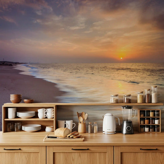 Coastal Horizon wall mural spreading sunrise gold over a calm Kitchen  GD11132
