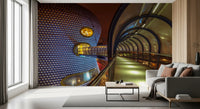 Futuristic Metallic Orb Passage Wall Mural