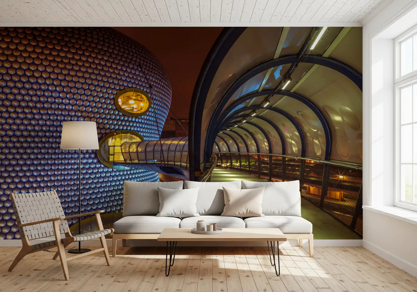 Futuristic Metallic Orb Passage Wall Mural