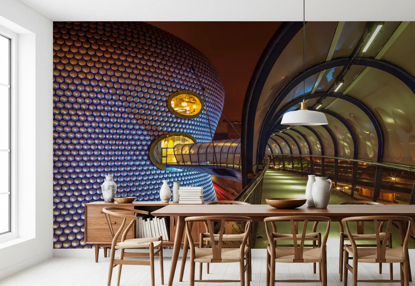 Futuristic Metallic Orb Passage Wall Mural