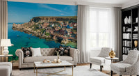 Mediterranean Coastal Village Harbor Wall Mural