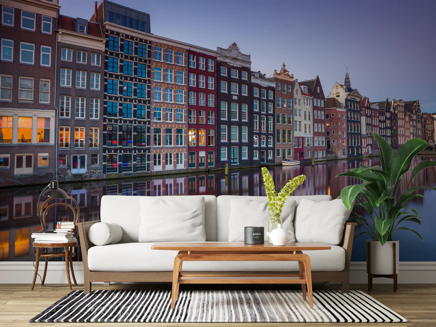 Amsterdam Canal Dusk Architecture Wall Mural
