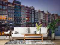 Amsterdam Canal Dusk Architecture Wall Mural