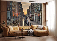 Amsterdam Golden Hour Canal Scene Wall Mural
