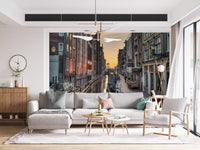 Amsterdam Golden Hour Canal Scene Wall Mural